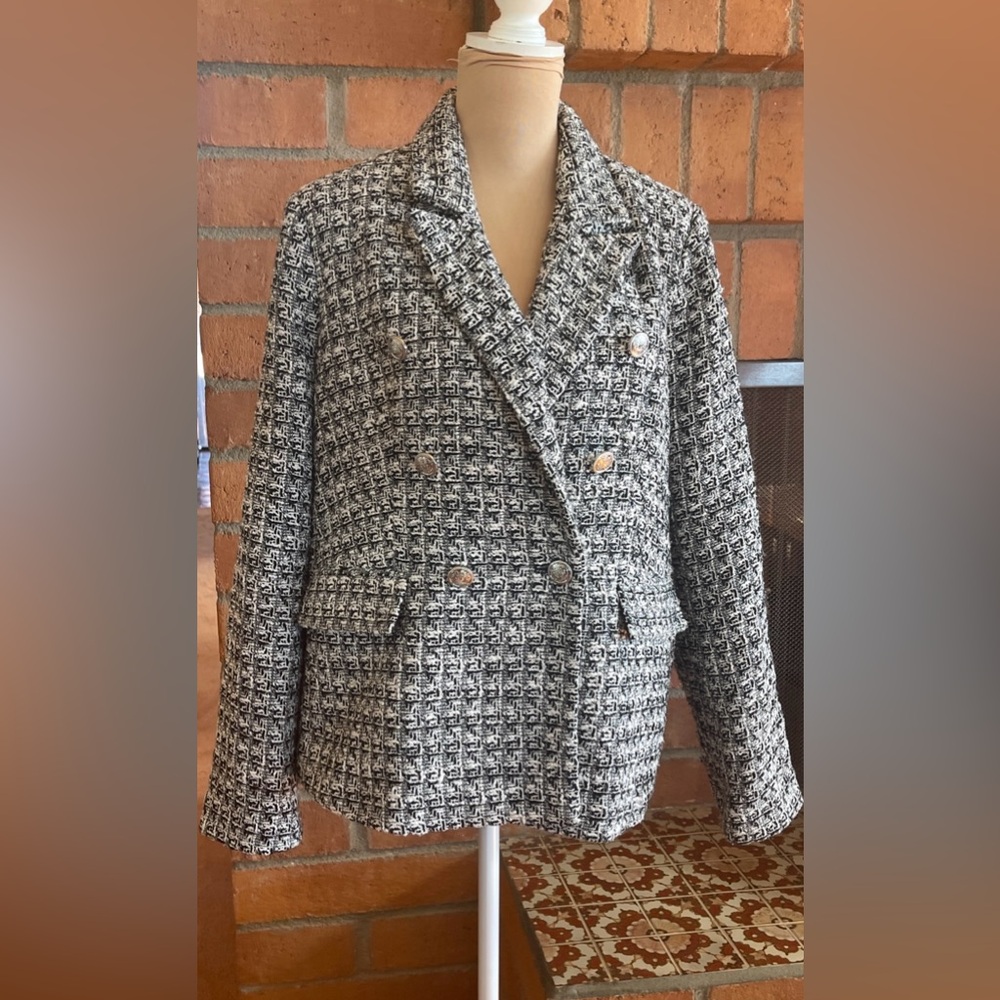 Rachel Zoe Black and White Tweed Blazer size XL